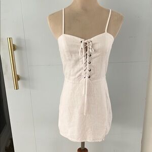 White Lace-Up Mini Romper